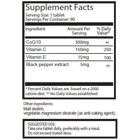 Koenzým CoQ10 300mg x 90 Tabliet s Vitamínom C, E, a Piperin