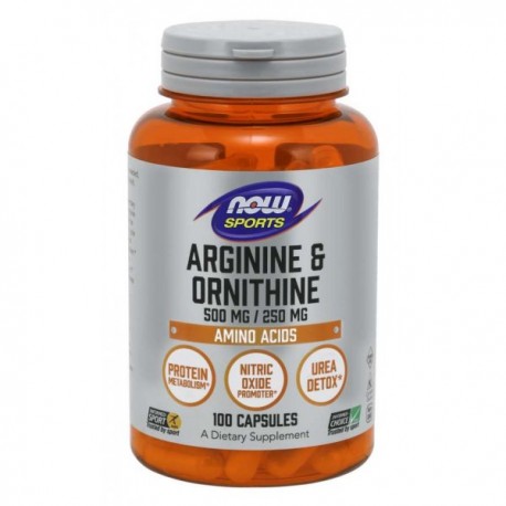 Arginín & Ornitín 500 mg / 250 mg - NOW Foods, 100cps