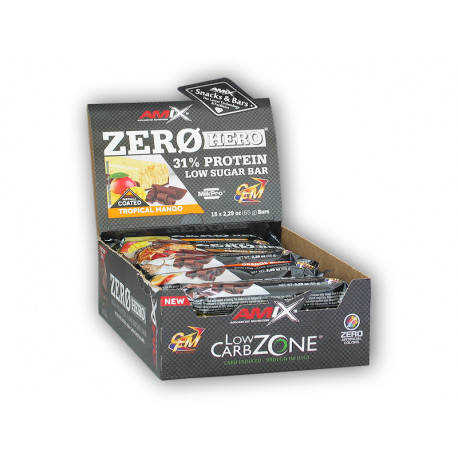 15x Zero Hero High Protein Low Sugar Bar 65g - tropical mango